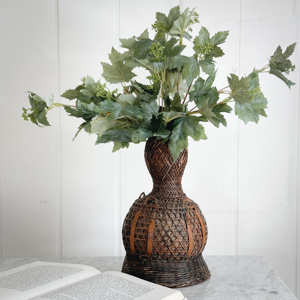 Vintage Wicker Gourd Vase.