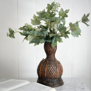 Vintage Wicker Gourd Vase.