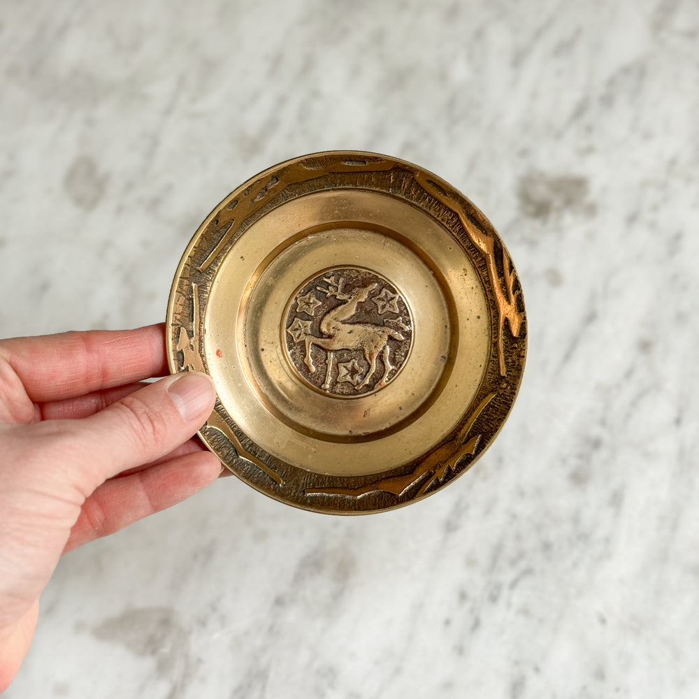 Vintage Brass Deer Tray.