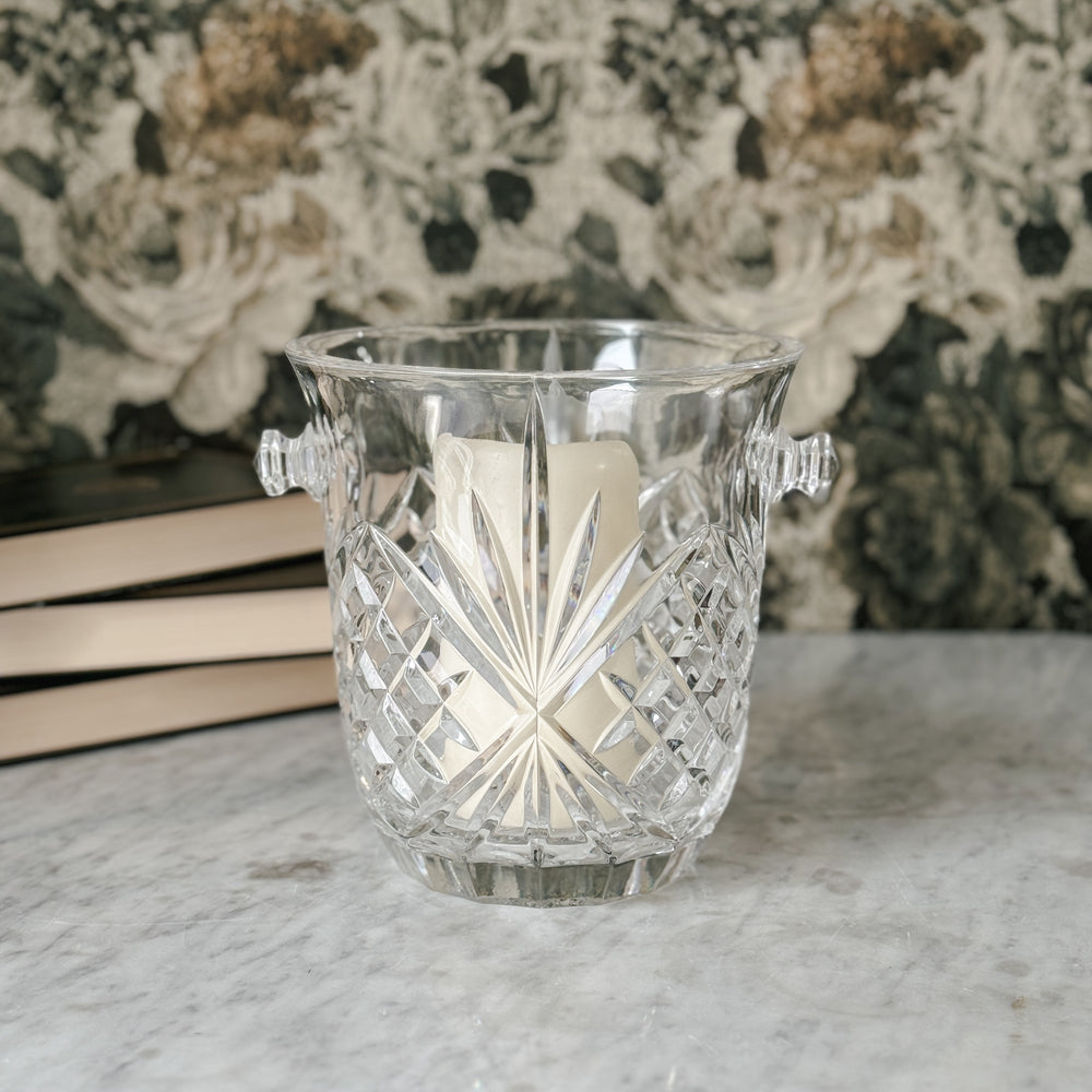 Vintage Crystal Ice Bucket with Handles.