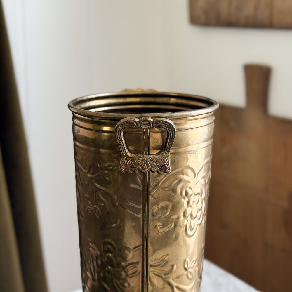 Vintage Slim Tall Brass Bucket.