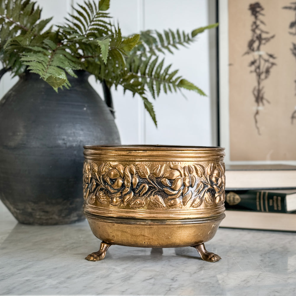 Vintage Brass Rose Planter - England.