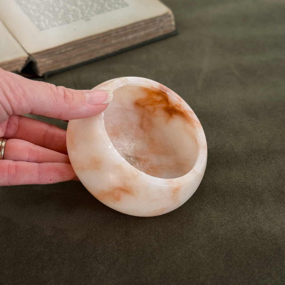 Vintage alabaster blush marble bowl.