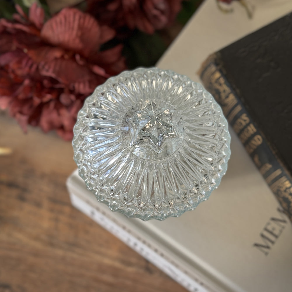 Vintage glass lidded jar.