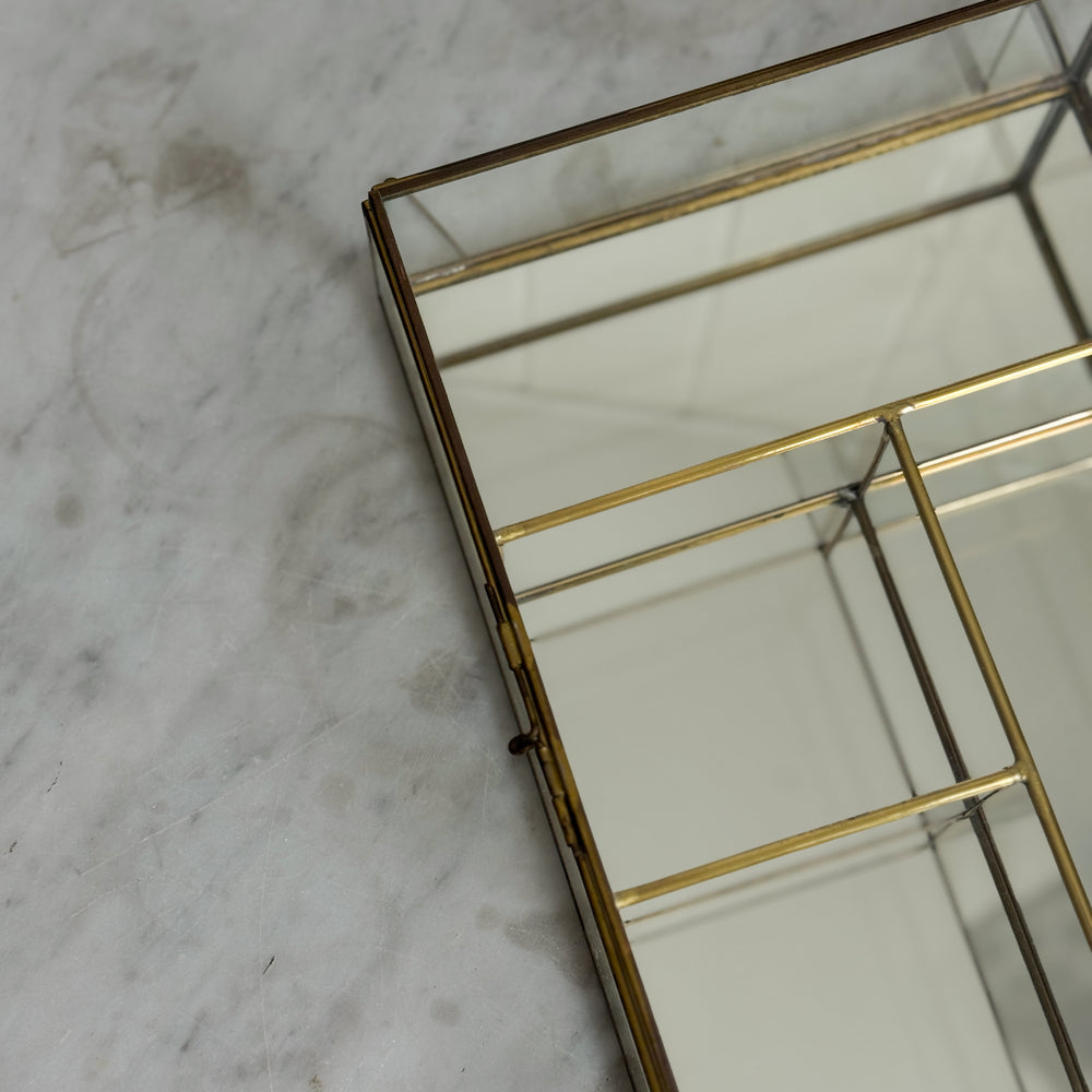 Vintage glass and brass hanging vanity case