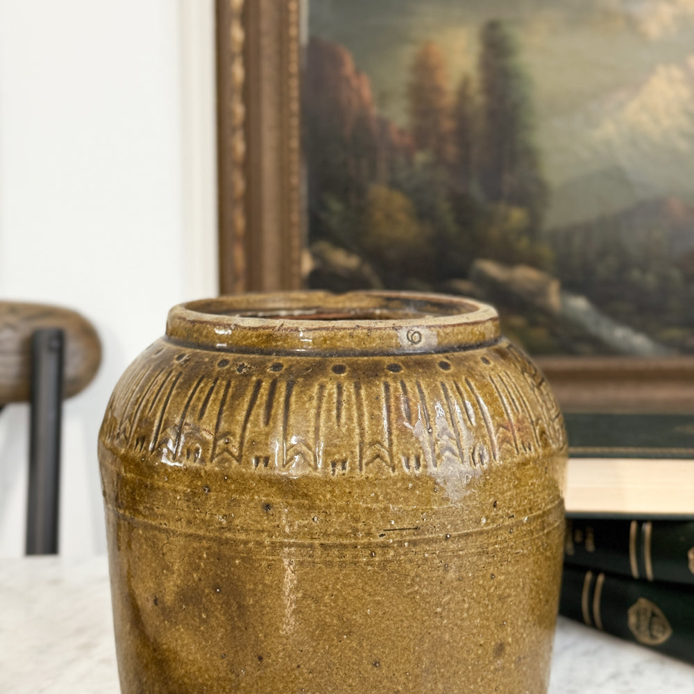 Vintage Green Bean Pot.