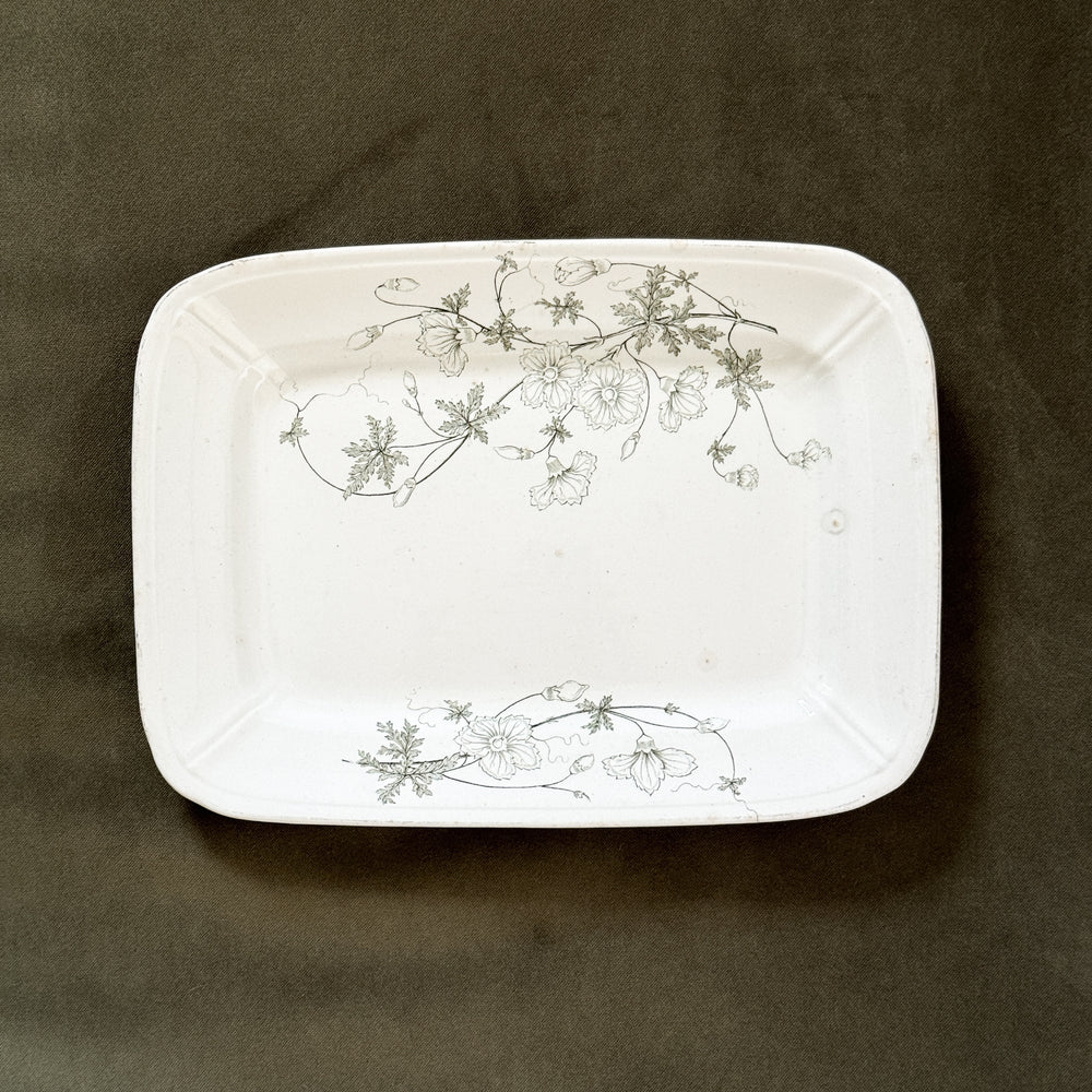 Antique Green Leaf Ironstone Platter
