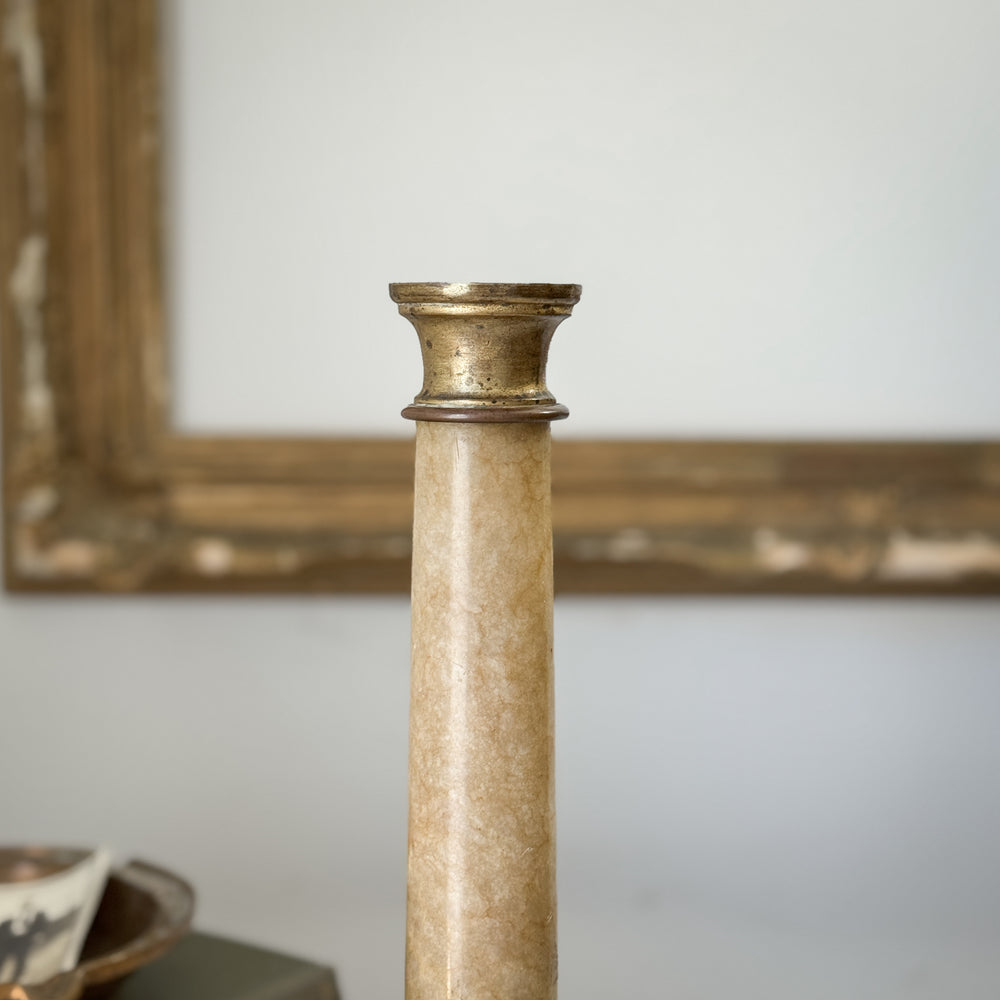 Vintage Marble Brass Taper Holder.