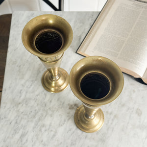 Vintage brass tapered vase.