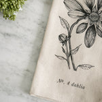 Linen Tea Towel - No. 4 Dahlia.