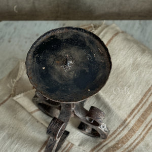 Vintage iron Brutalist candleholder