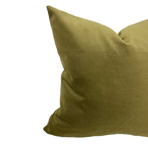Olive Velvet Pillow- Multiple Sizes