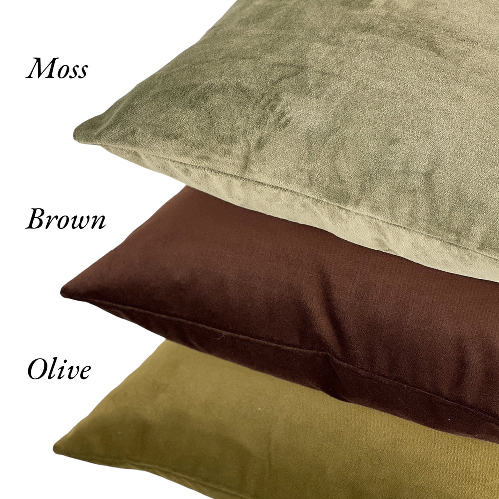 Olive Velvet Pillow- Multiple Sizes