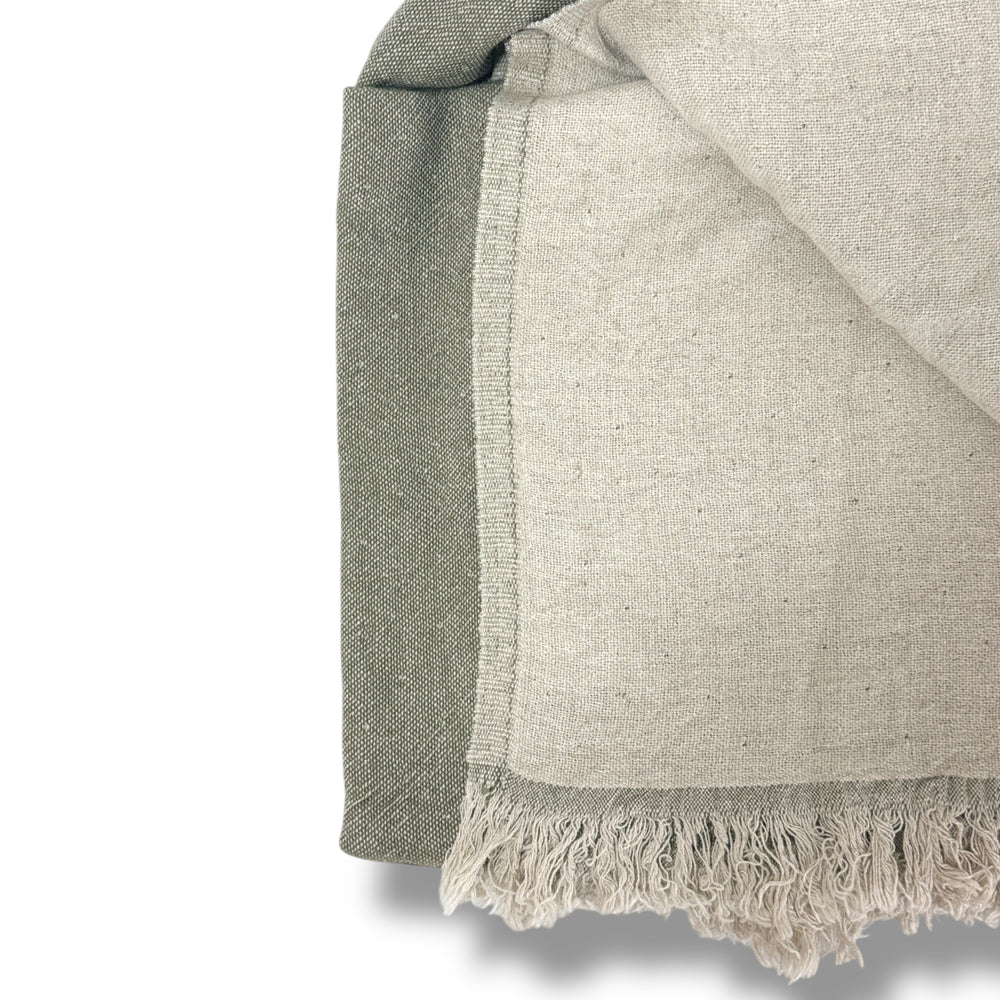 Green Linen Throw.