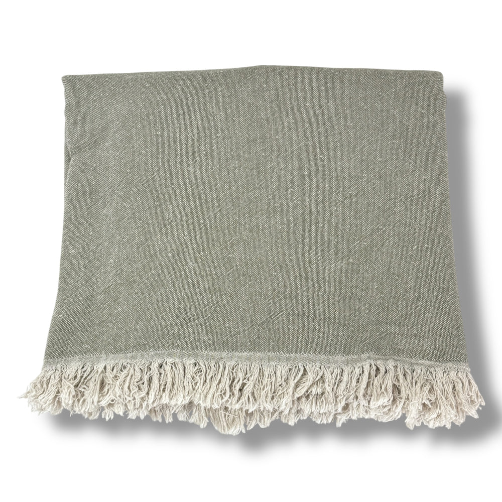 Green Linen Throw.