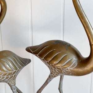 Vintage Brass Flamingos