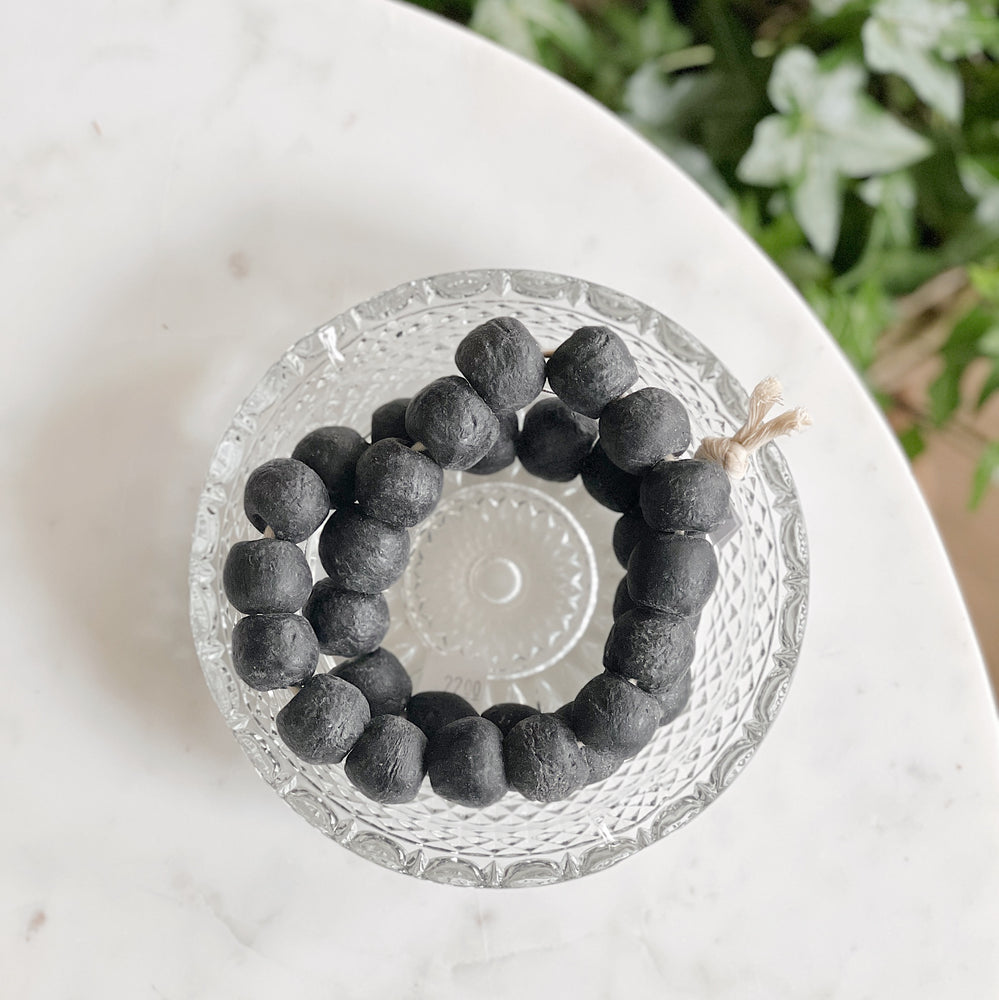 Medium Black Glass Recycled Beads.