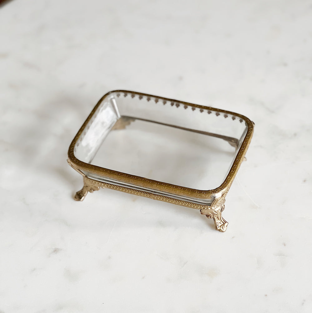 Brass and Glass Soap Dish.