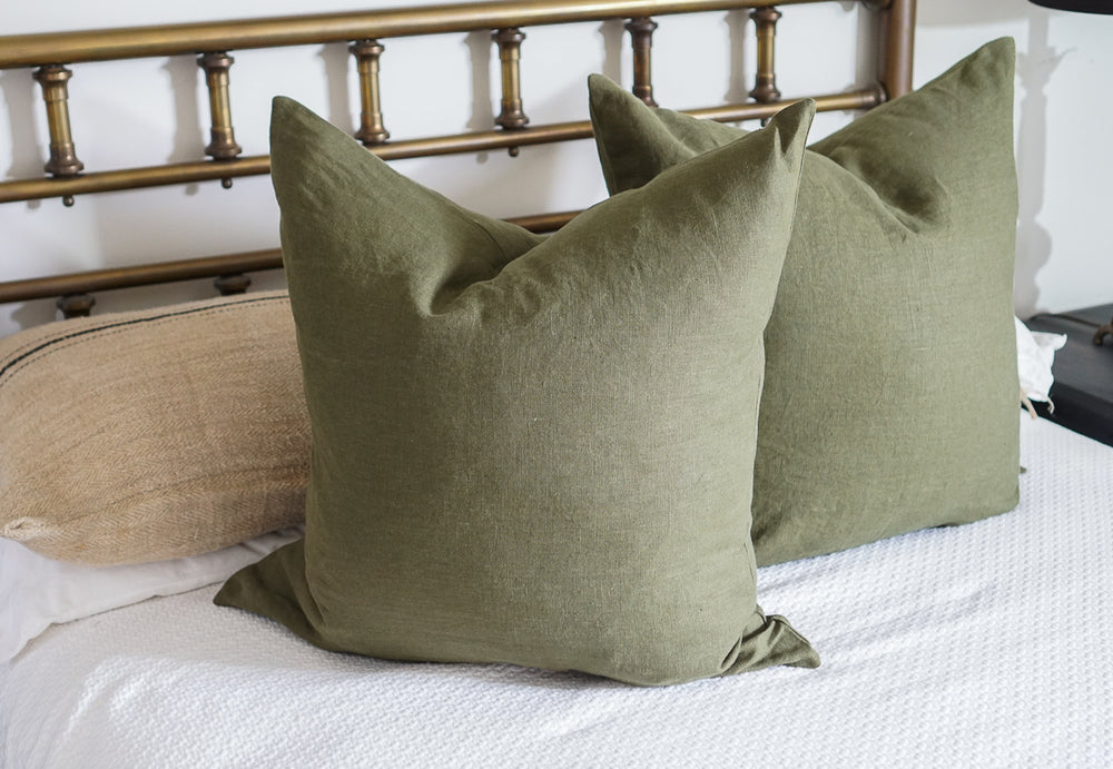 Moss Linen Pillow Cover- Multiple Sizes